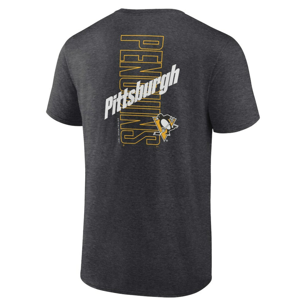 Pittsburgh Penguins Fanatics Backbone T-Shirt - Heather Charcoal | Fanatics Clearance