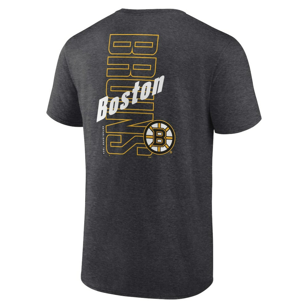 Boston Bruins Fanatics Backbone T-Shirt - Heather Charcoal | Fanatics Clearance