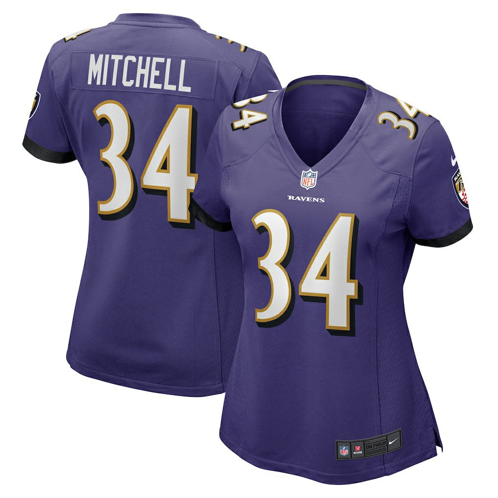 Keaton Mitchell Baltimore Ravens Women's Game Jersey - Purple - Nike
