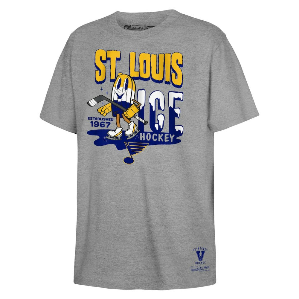 St. Louis Blues Mitchell & Ness Youth Ice Hockey T-Shirt - Gray | NHL Clearance