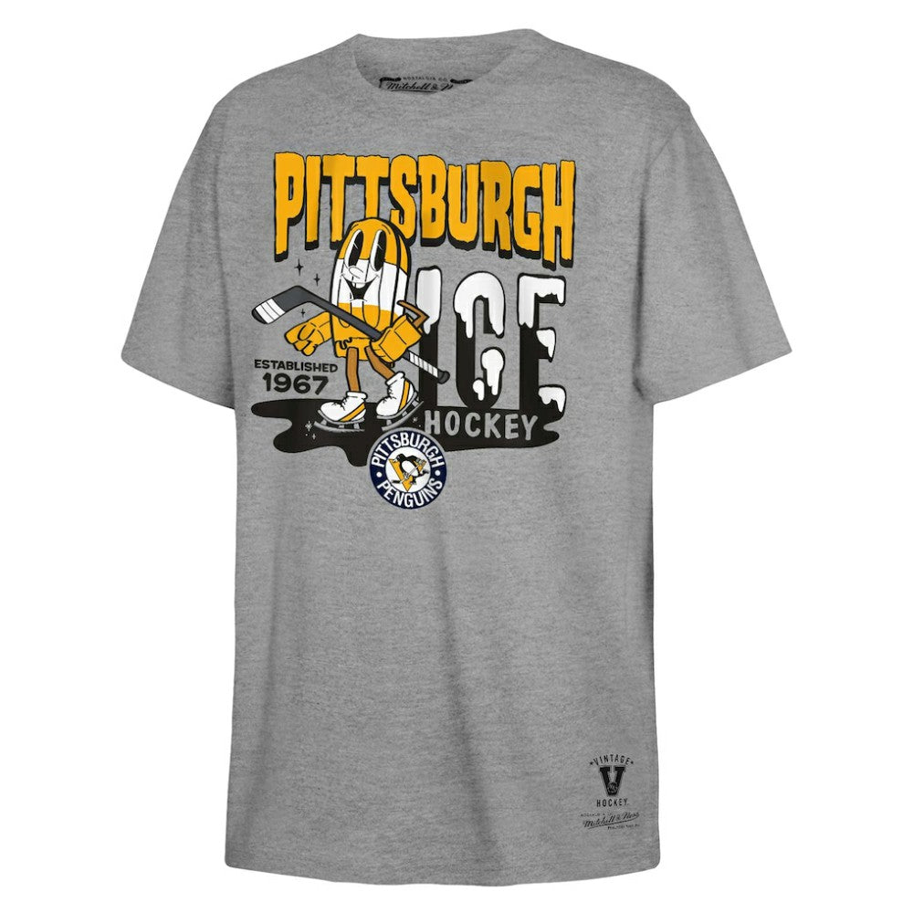 Pittsburgh Penguins Mitchell & Ness Youth Ice Hockey T-Shirt - Gray | NHL Clearance