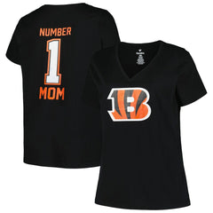 Cincinnati Bengals Women's Plus Size Mother's Day #1 Mom V-Neck T-Shirt - Black - Fanatics