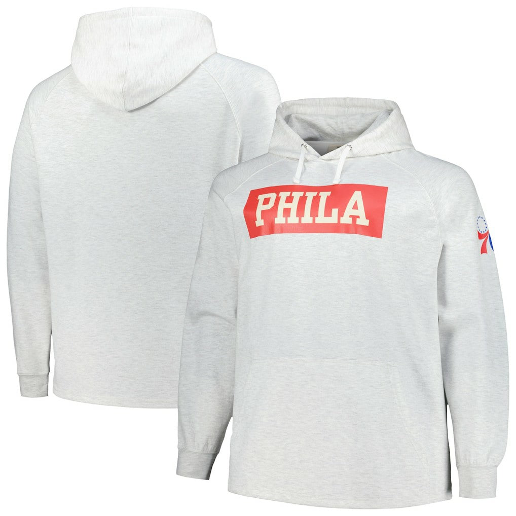 Fanatics Philadelphia 76ers Big & Tall Raglan Tri-Blend Pullover Hoodie Ash