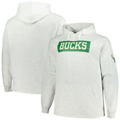 Fanatics Milwaukee Bucks Big & Tall Raglan Tri-Blend Pullover Hoodie Ash