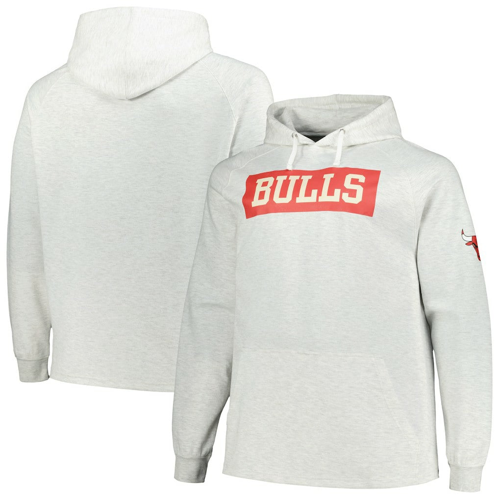 Fanatics Chicago Bulls Big & Tall Raglan Tri-Blend Pullover Hoodie Ash