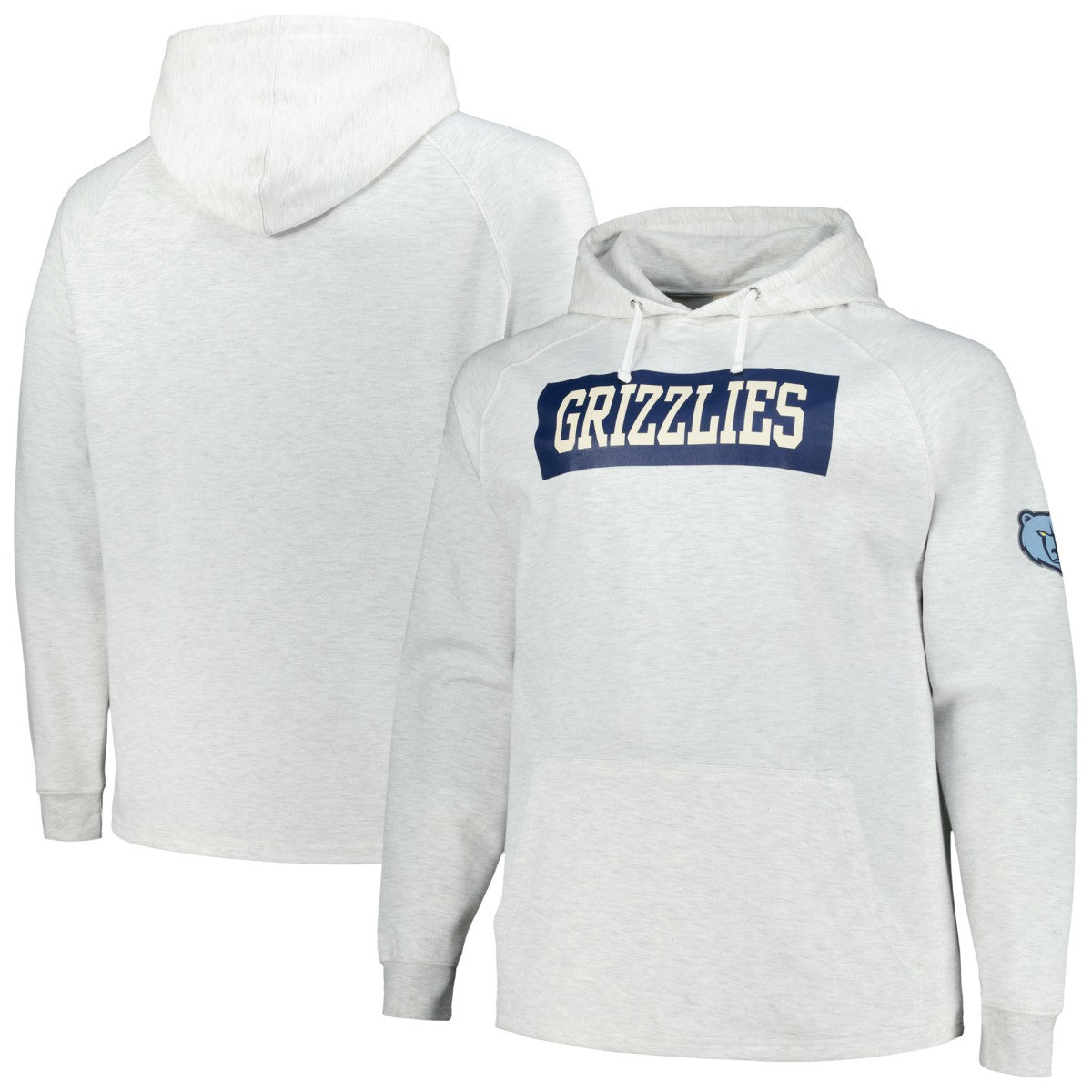 Fanatics Memphis Grizzlies Big & Tall Raglan Tri-Blend Pullover Hoodie Ash
