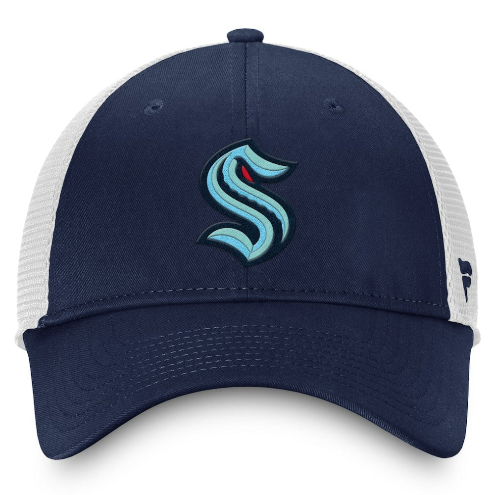 Seattle Kraken Fanatics Core Primary Logo Trucker Adjustable Hat - Deep Sea Blue/White | Fanatics online