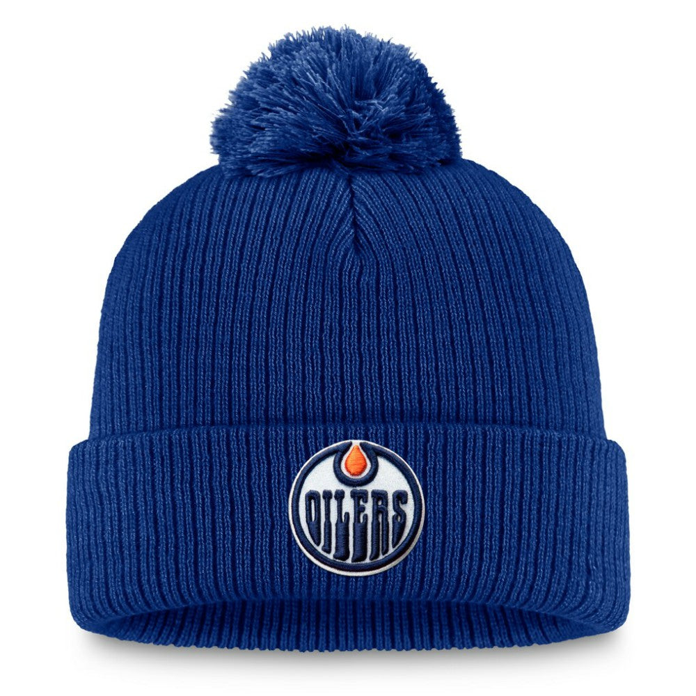 Edmonton Oilers Fanatics Primary Logo Cuffed Knit Hat with Pom - Royal | Fanatics near me