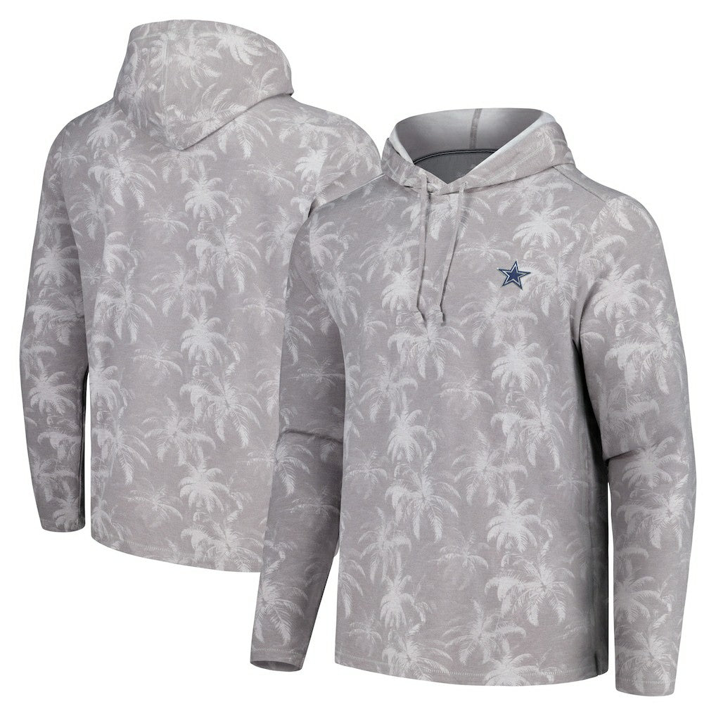 Dallas Cowboys Palm Frenzy Hoodie Long Sleeve T-Shirt - Gray - Tommy Bahama