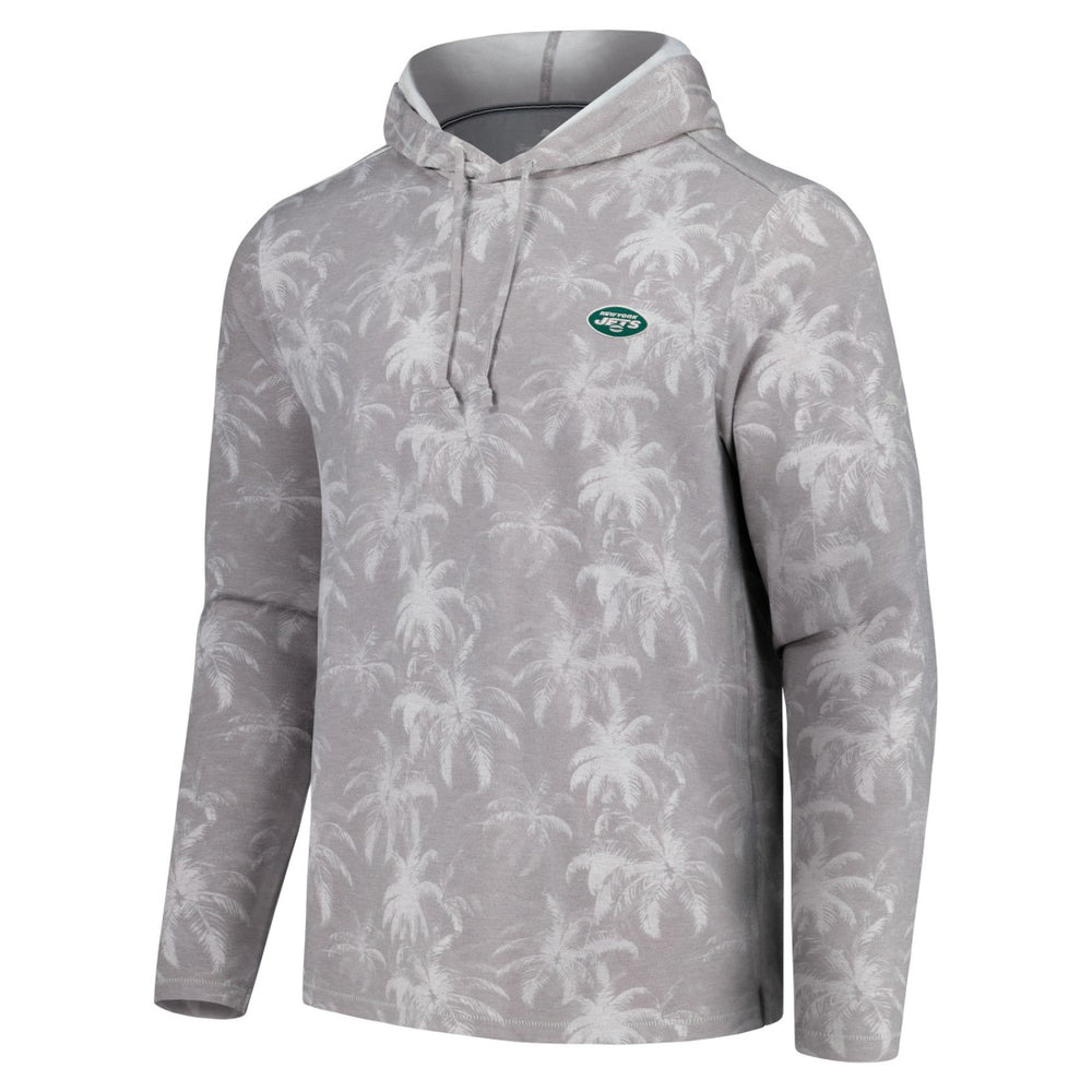 New York Jets Palm Frenzy Hoodie Long Sleeve T-Shirt - Gray - Tommy Bahama