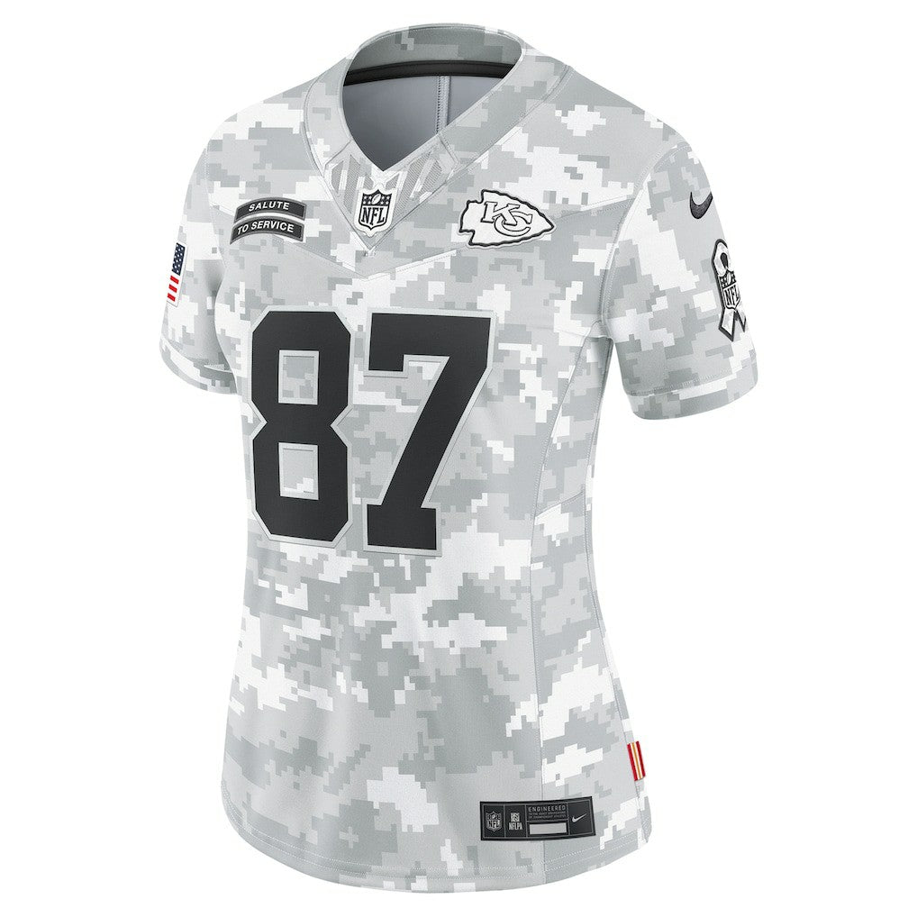 Travis Kelce Kansas City Chiefs Women's 2024 Salute to Service Limited Jersey - Arctic Camo - Nike