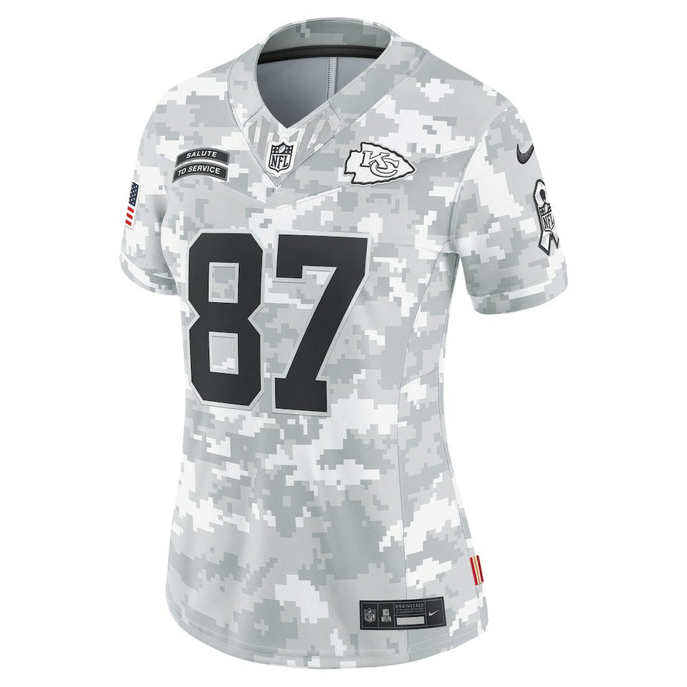Travis Kelce Kansas City Chiefs Women's 2024 Salute to Service Limited Jersey - Arctic Camo - Nike