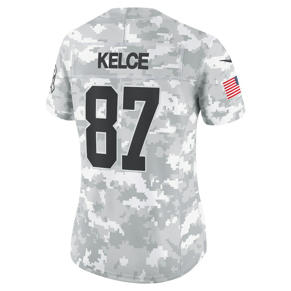 Travis Kelce Kansas City Chiefs Women's 2024 Salute to Service Limited Jersey - Arctic Camo - Nike