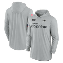 Miami Dolphins 2024 Salute to Service Lightweight Dri-FIT Long Sleeve Hoodie T-Shirt - Gray - Nike