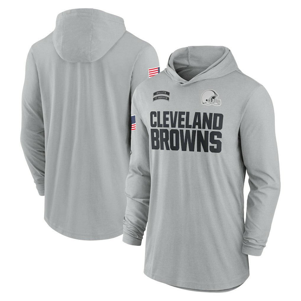 Cleveland Browns 2024 Salute to Service Lightweight Dri-FIT Long Sleeve Hoodie T-Shirt - Gray - Nike