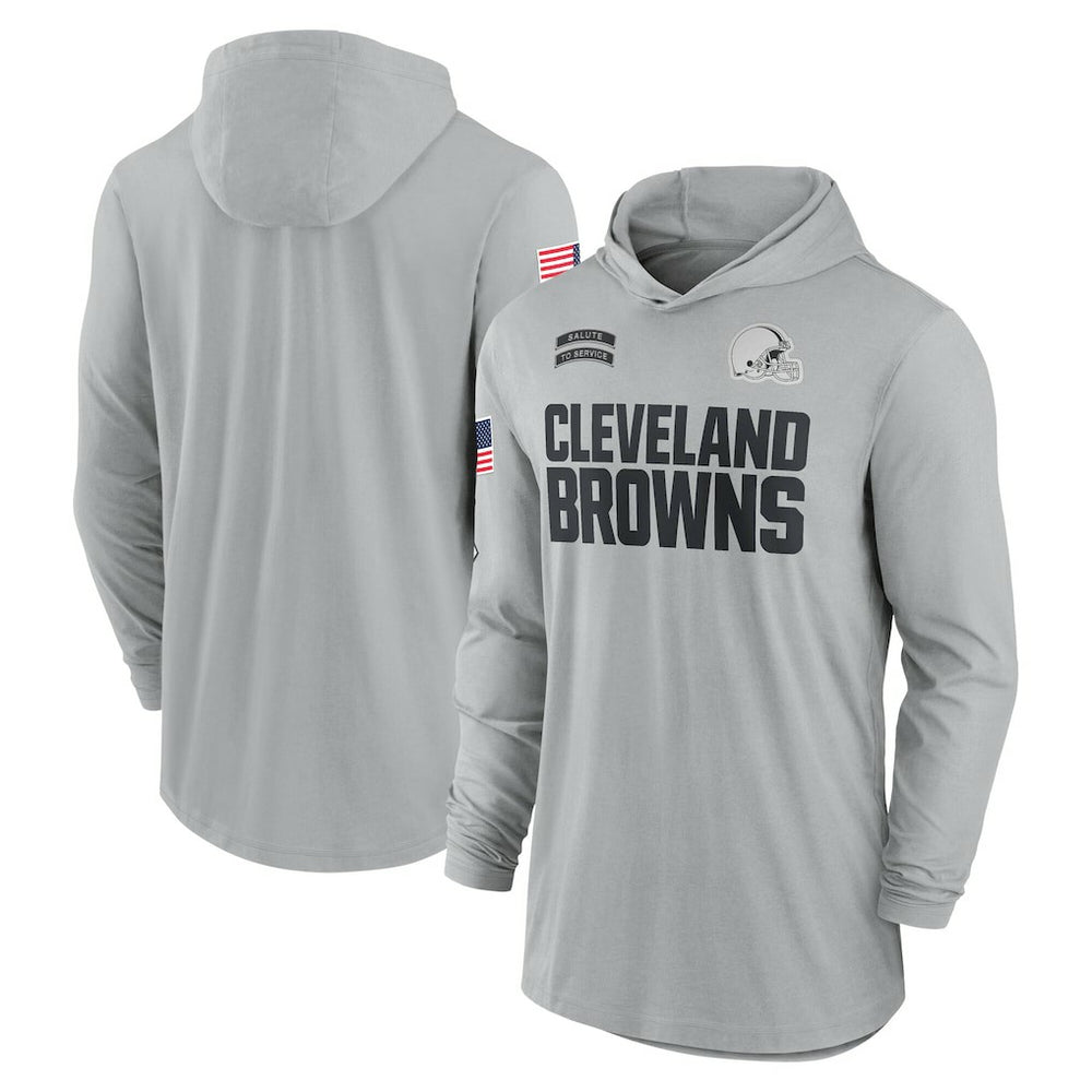 Cleveland Browns 2024 Salute to Service Lightweight Dri-FIT Long Sleeve Hoodie T-Shirt - Gray - Nike