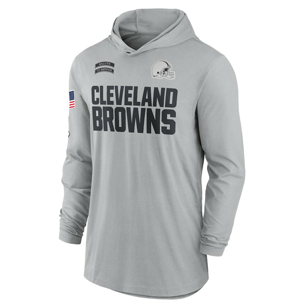 Cleveland Browns 2024 Salute to Service Lightweight Dri-FIT Long Sleeve Hoodie T-Shirt - Gray - Nike
