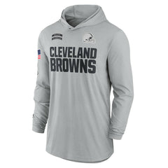 Cleveland Browns 2024 Salute to Service Lightweight Dri-FIT Long Sleeve Hoodie T-Shirt - Gray - Nike