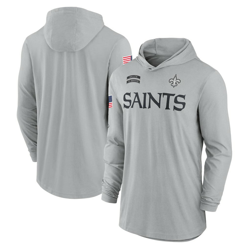 New Orleans Saints 2024 Salute to Service Lightweight Dri-FIT Long Sleeve Hoodie T-Shirt - Gray - Nike