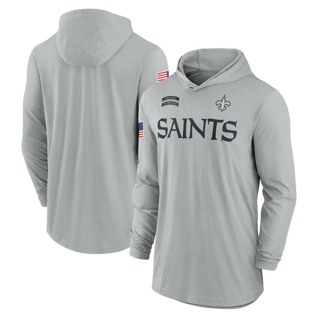 New Orleans Saints 2024 Salute to Service Lightweight Dri-FIT Long Sleeve Hoodie T-Shirt - Gray - Nike