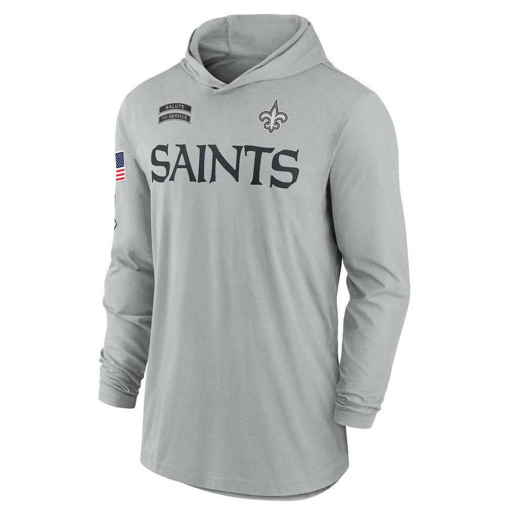 New Orleans Saints 2024 Salute to Service Lightweight Dri-FIT Long Sleeve Hoodie T-Shirt - Gray - Nike