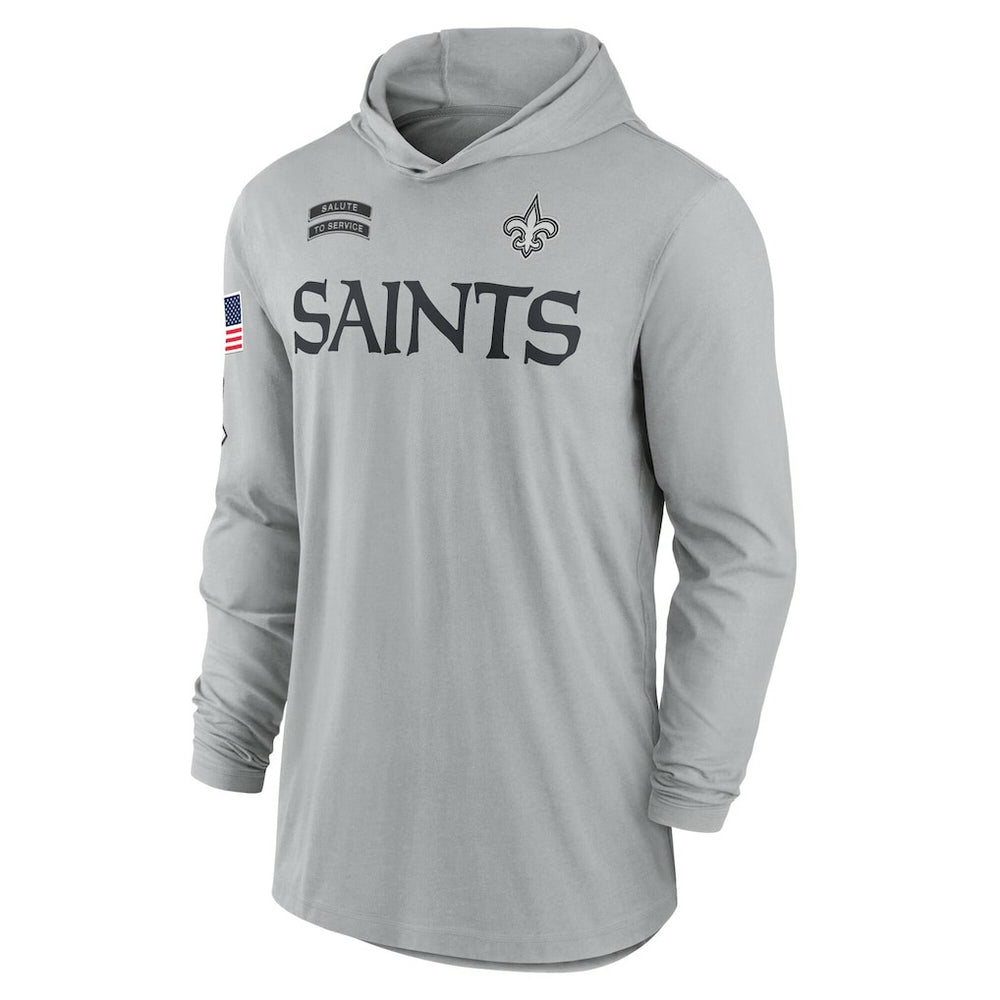 New Orleans Saints 2024 Salute to Service Lightweight Dri-FIT Long Sleeve Hoodie T-Shirt - Gray - Nike