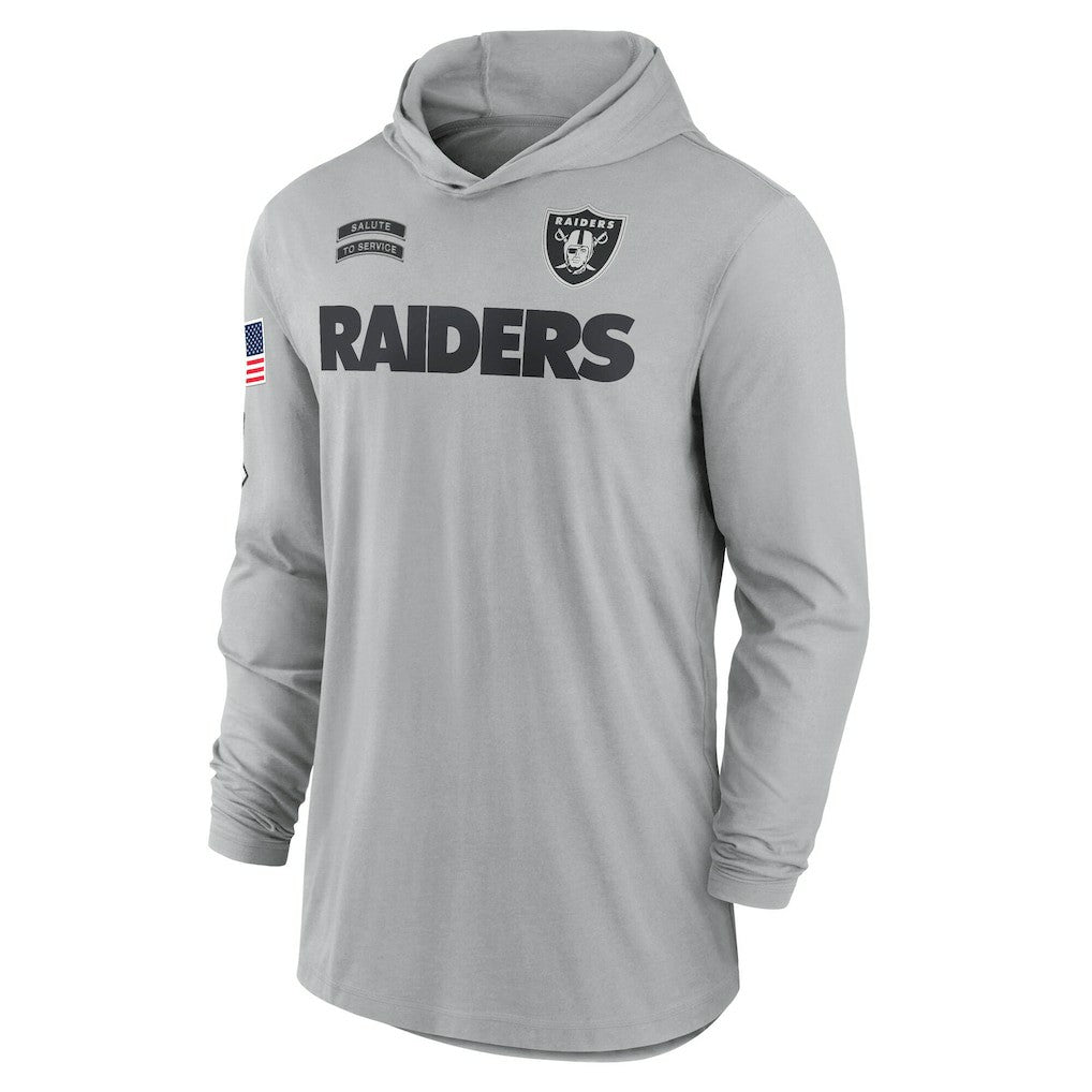 Las Vegas Raiders 2024 Salute to Service Lightweight Dri-FIT Long Sleeve Hoodie T-Shirt - Gray - Nike