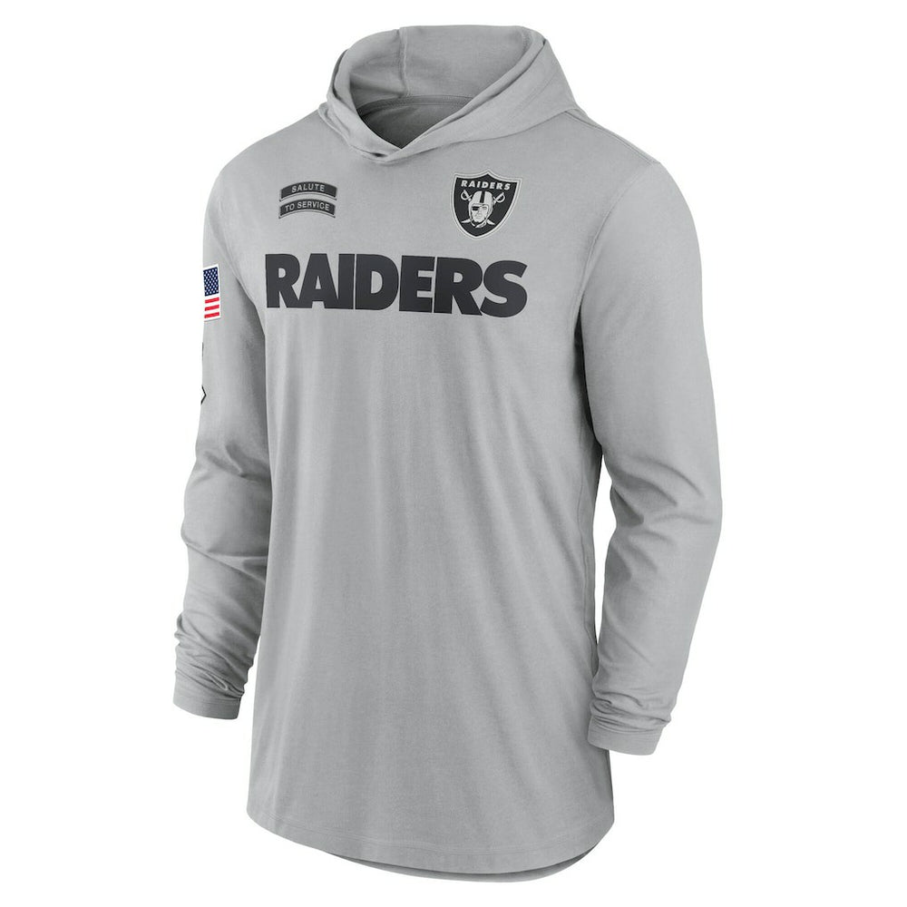 Las Vegas Raiders 2024 Salute to Service Lightweight Dri-FIT Long Sleeve Hoodie T-Shirt - Gray - Nike