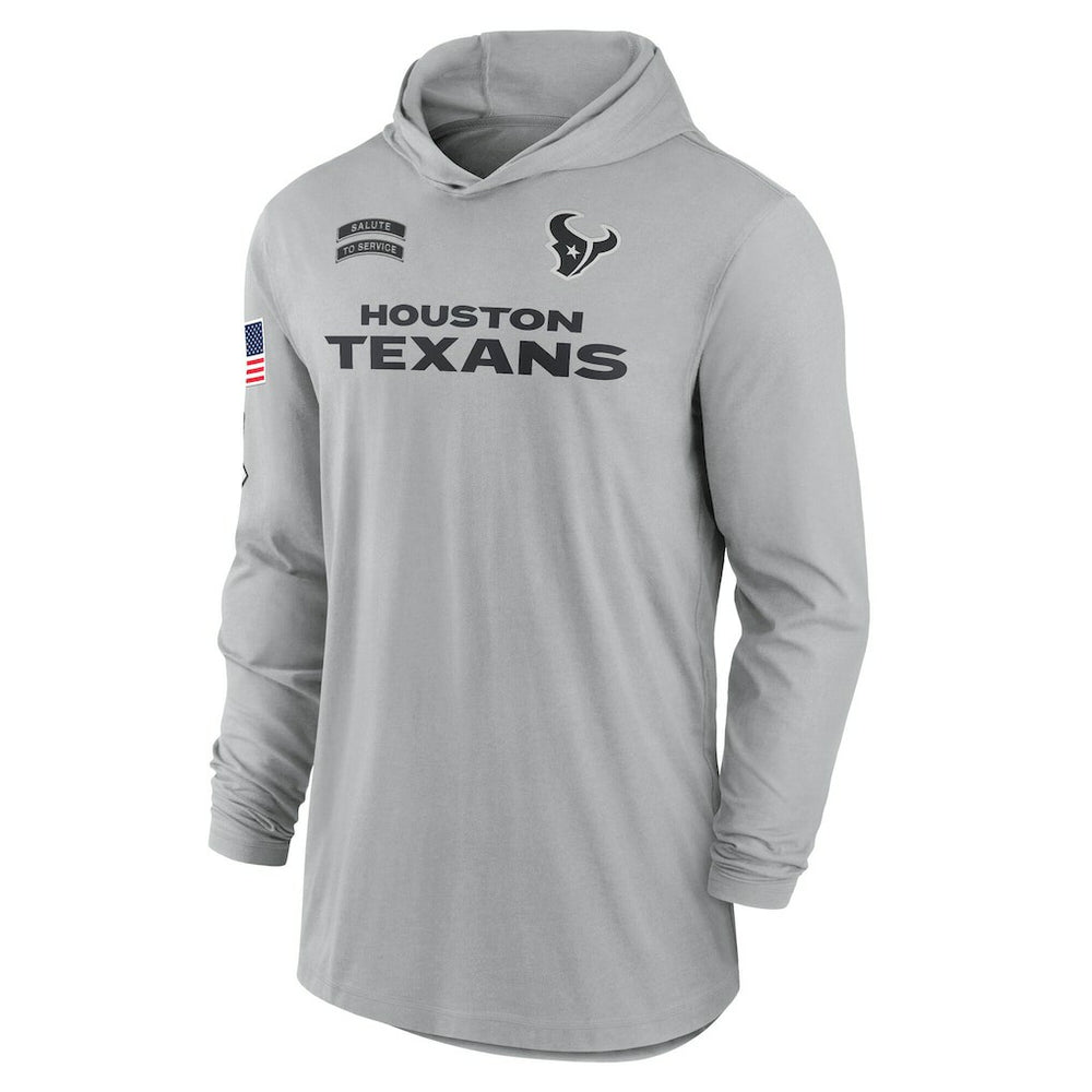 Houston Texans 2024 Salute to Service Lightweight Dri-FIT Long Sleeve Hoodie T-Shirt - Gray - Nike