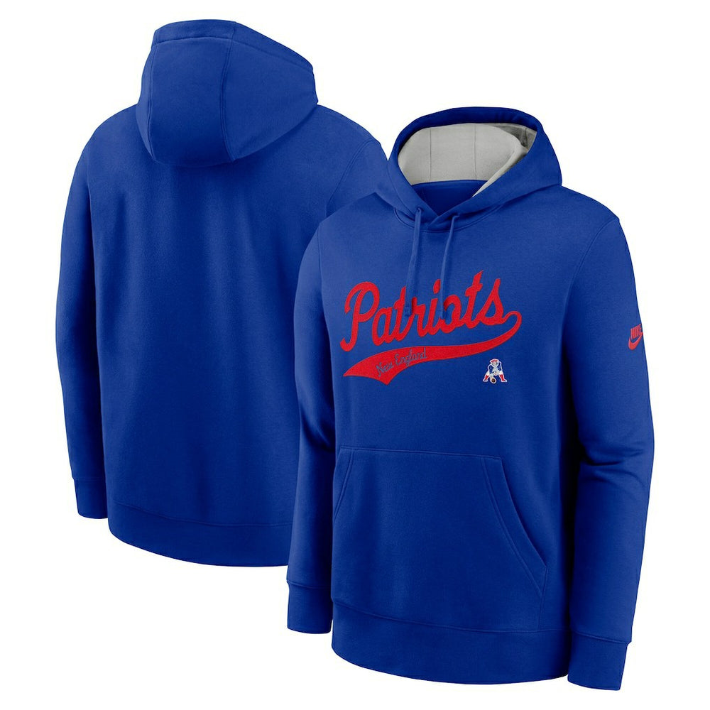 New England Patriots Rewind Club Logo Pullover Hoodie - Royal - Nike