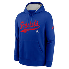 New England Patriots Rewind Club Logo Pullover Hoodie - Royal - Nike