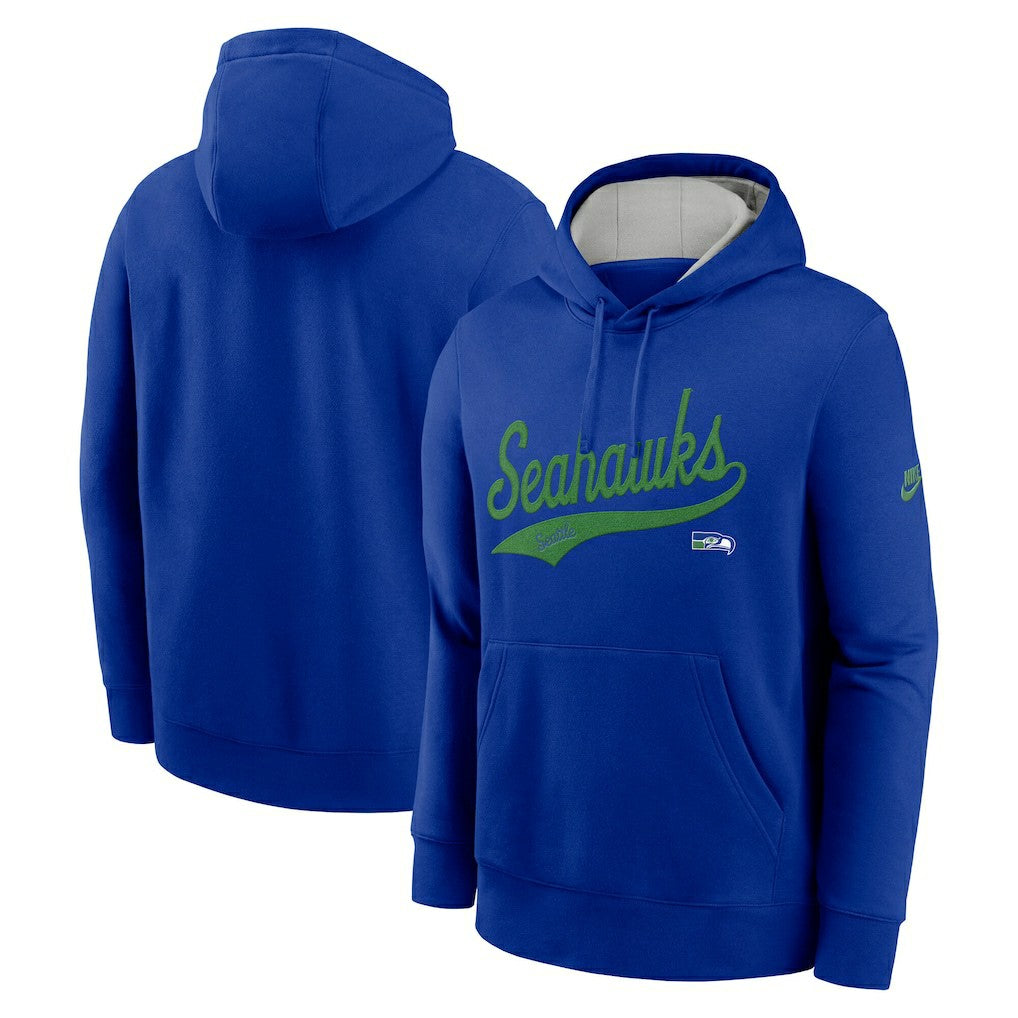 Seattle Seahawks Rewind Club Logo Pullover Hoodie - Royal - Nike