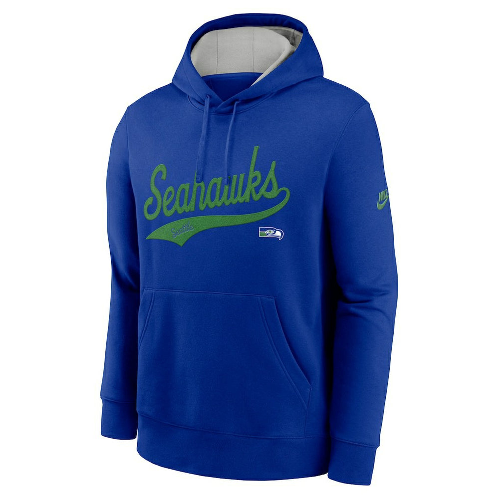 Seattle Seahawks Rewind Club Logo Pullover Hoodie - Royal - Nike