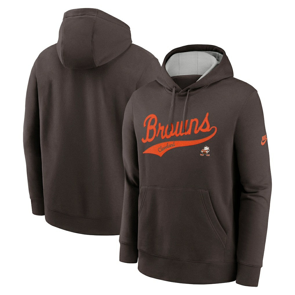 Cleveland Browns Rewind Club Logo Pullover Hoodie - Brown - Nike