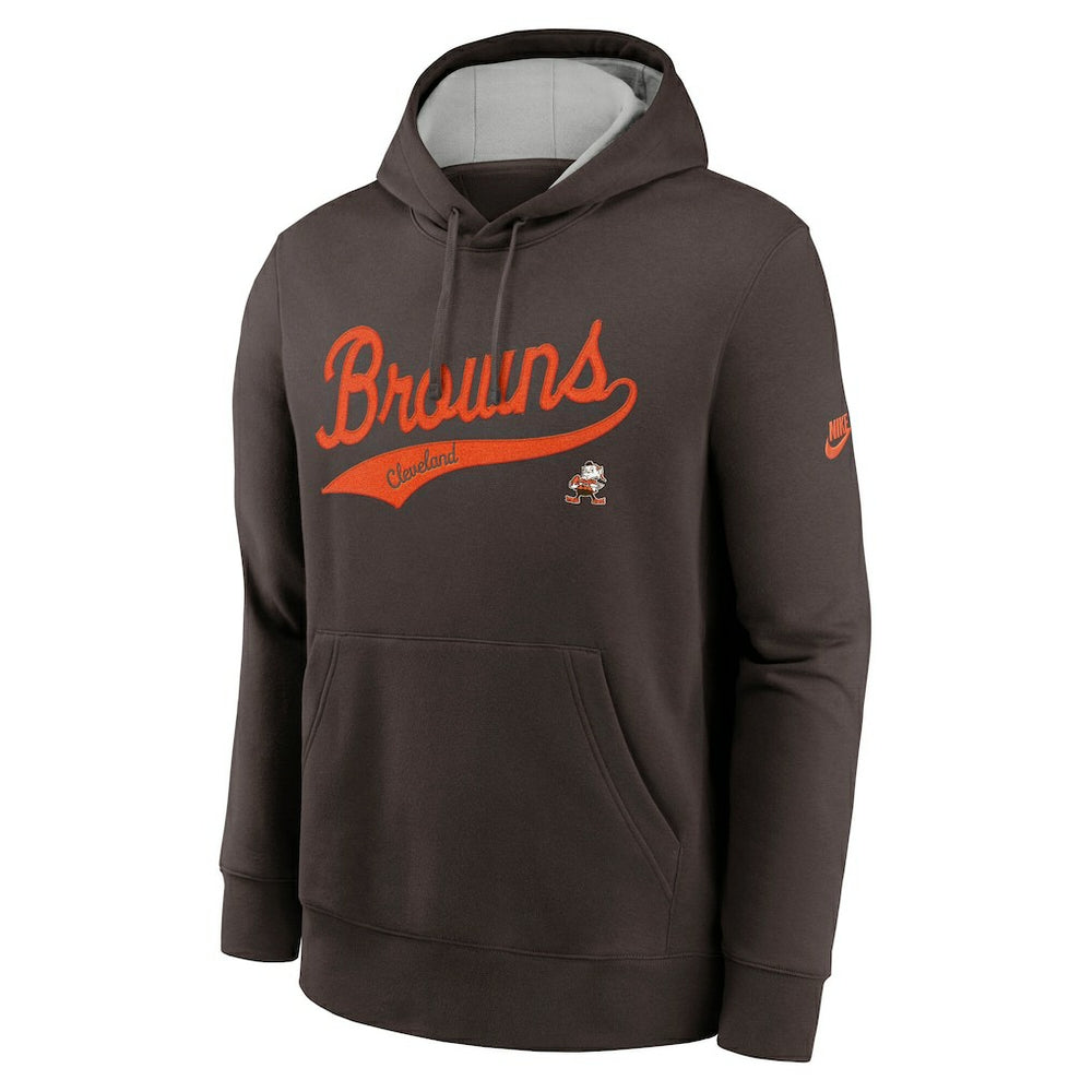Cleveland Browns Rewind Club Logo Pullover Hoodie - Brown - Nike