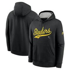 Pittsburgh Steelers Rewind Club Logo Pullover Hoodie - Black - Nike