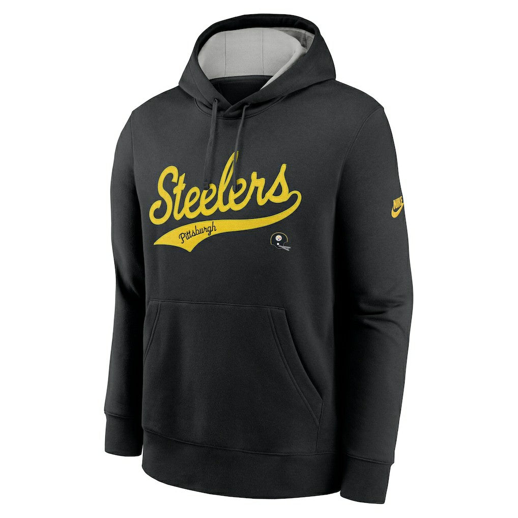 Pittsburgh Steelers Rewind Club Logo Pullover Hoodie - Black - Nike