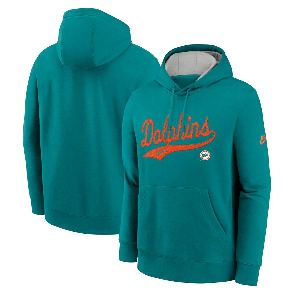 Miami Dolphins Rewind Club Logo Pullover Hoodie - Aqua - Nike
