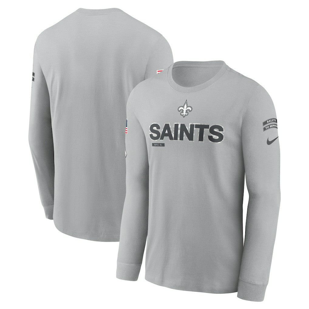 New Orleans Saints 2024 Salute To Service Long Sleeve T-Shirt - Gray - Nike