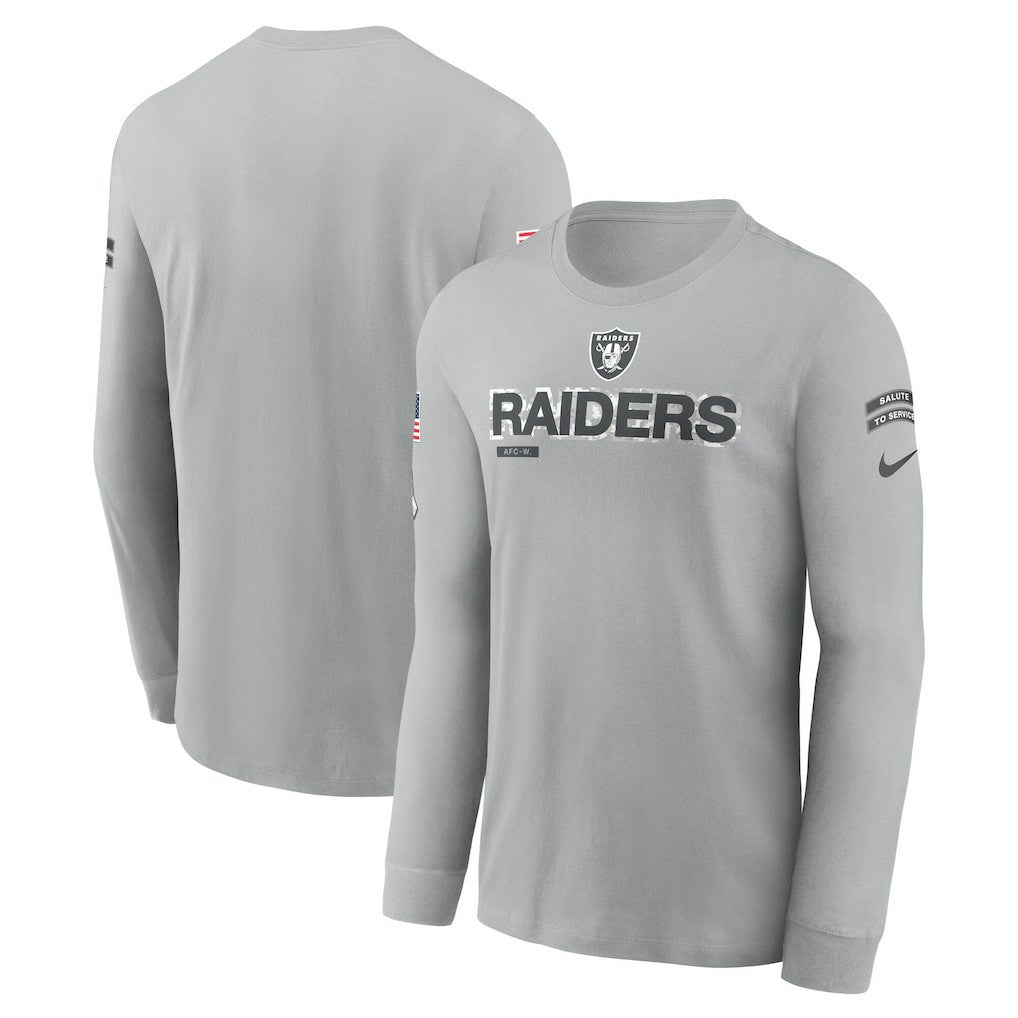 Las Vegas Raiders 2024 Salute To Service Long Sleeve T-Shirt - Gray - Nike