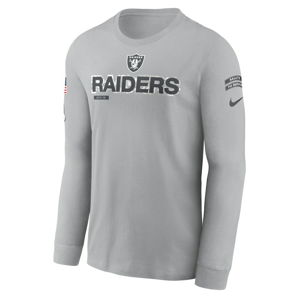 Las Vegas Raiders 2024 Salute To Service Long Sleeve T-Shirt - Gray - Nike