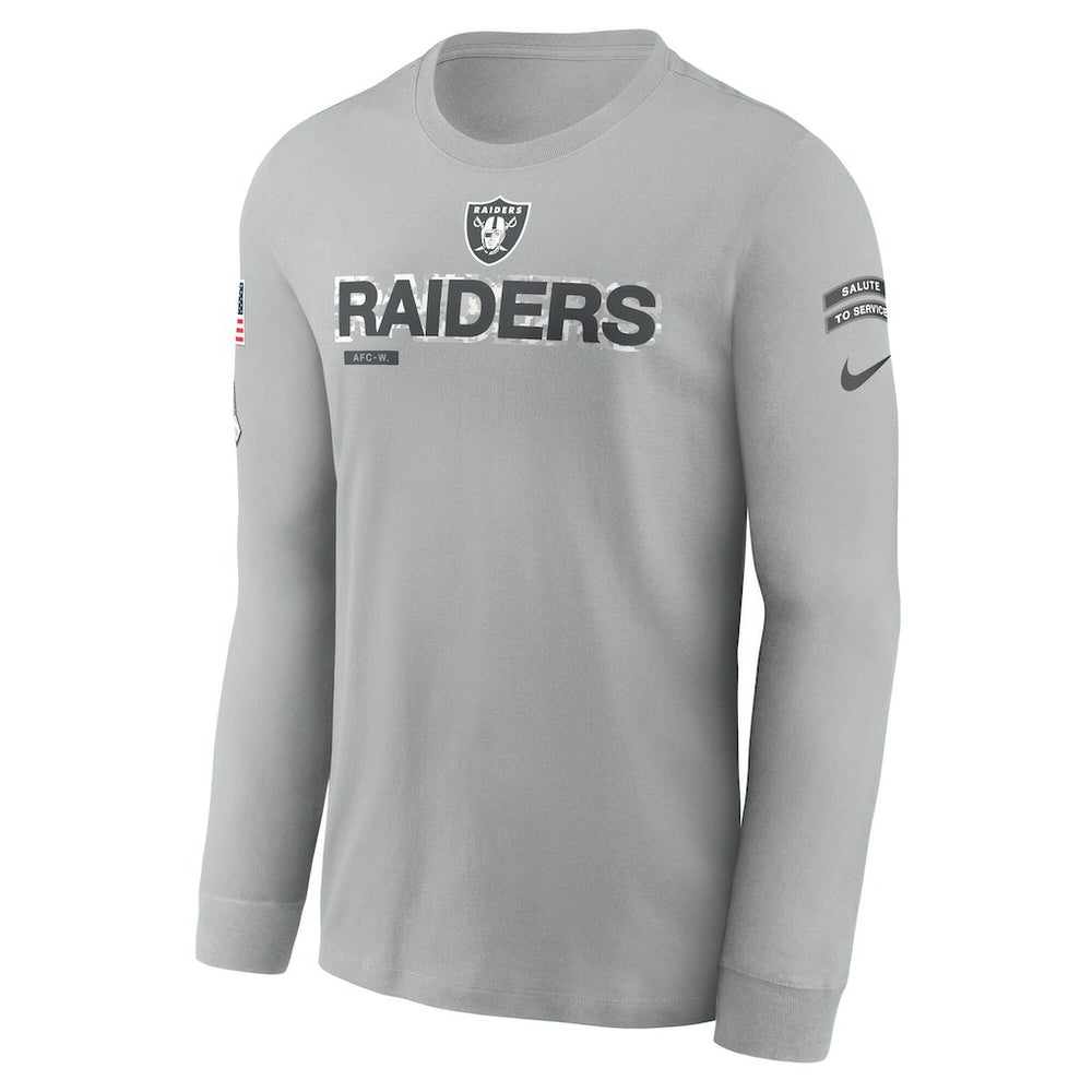 Las Vegas Raiders 2024 Salute To Service Long Sleeve T-Shirt - Gray - Nike