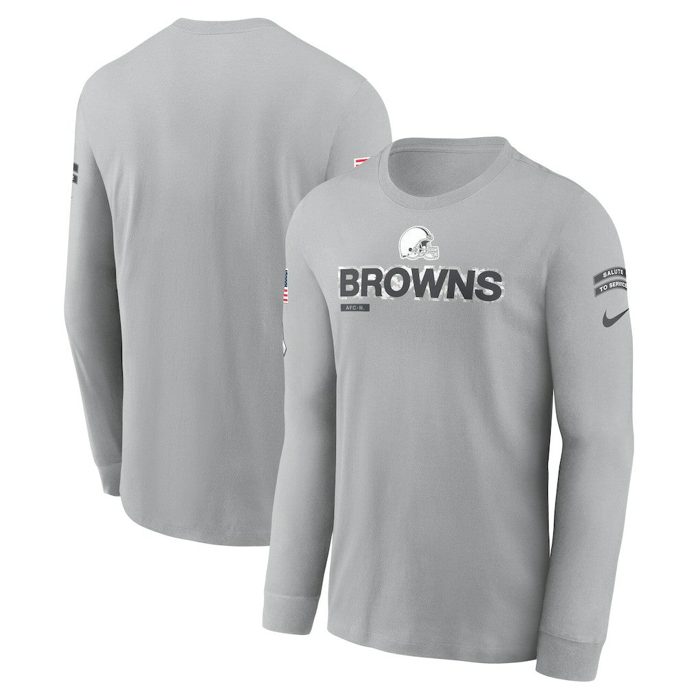 Cleveland Browns 2024 Salute To Service Long Sleeve T-Shirt - Gray - Nike