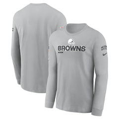Cleveland Browns 2024 Salute To Service Long Sleeve T-Shirt - Gray - Nike