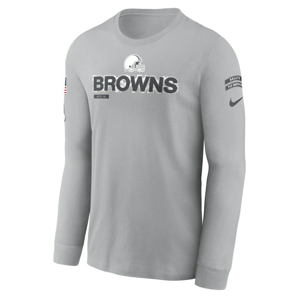 Cleveland Browns 2024 Salute To Service Long Sleeve T-Shirt - Gray - Nike