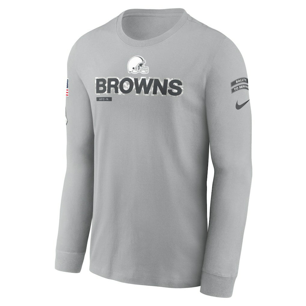 Cleveland Browns 2024 Salute To Service Long Sleeve T-Shirt - Gray - Nike