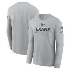Houston Texans 2024 Salute To Service Long Sleeve T-Shirt - Gray - Nike