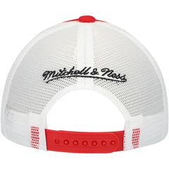 San Francisco 49ers Youth Stripe Trucker Adjustable Hat - Scarlet - Mitchell & Ness
