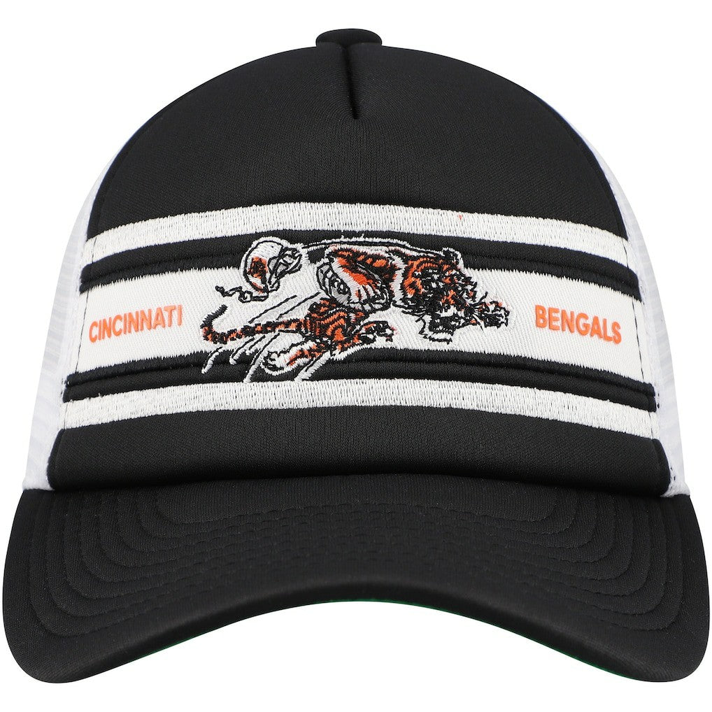 Cincinnati Bengals Youth Stripe Trucker Adjustable Hat - Black - Mitchell & Ness
