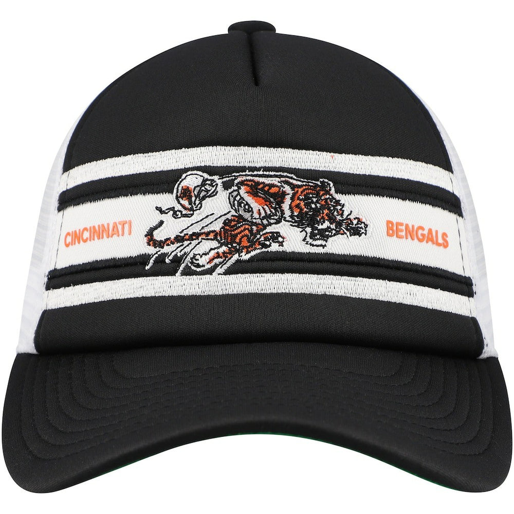 Cincinnati Bengals Youth Stripe Trucker Adjustable Hat - Black - Mitchell & Ness